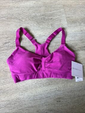 Beyond Yoga Magenta Ruched-Front Racerback Sports Bra space dye